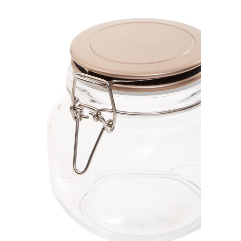 Glass Jar, Transparent/Champagne, 13cm H x 11cm W x 11cm D