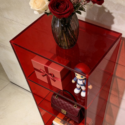 Red Acrylic Display Shelving Unit