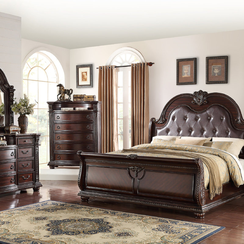1pc Marble Top 11 Drawers Dresser, Brown,Cherry