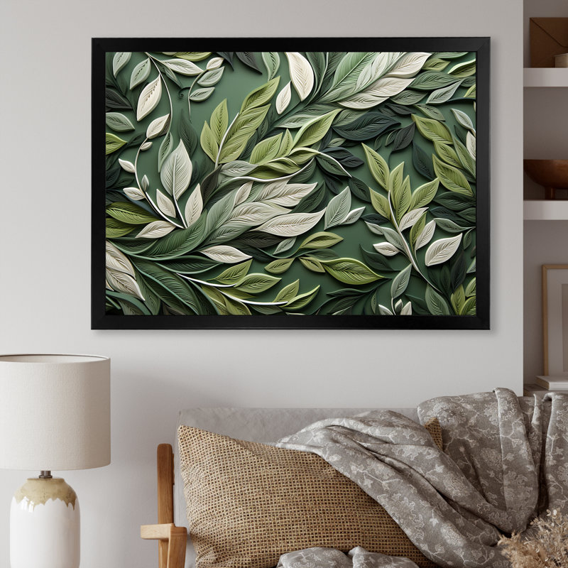 Herbes, sauge, sagesse, art floral, H 12 po x l 20 po x P 1 po, Cadre d'angle fermé noir