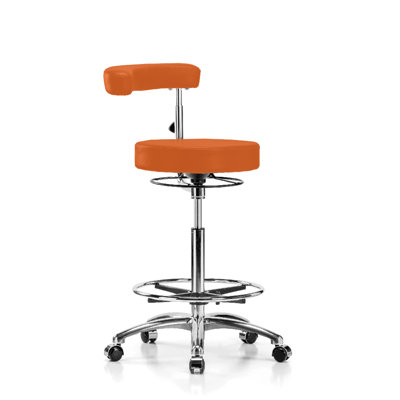 Tabouret de dentiste à hauteur ajustable chromé avec bras et pied de pied PERCH | Hauteur du banc élevé: 24,5 à 32 po