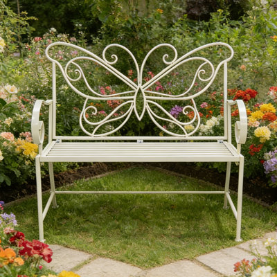 Butterfly Metal Outdoor Garden Bench