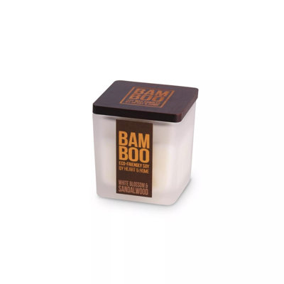 Bamboo Everyday Plant / Floral Scented Jar Candle with Glass Holder - White Blossom & Sandalwood