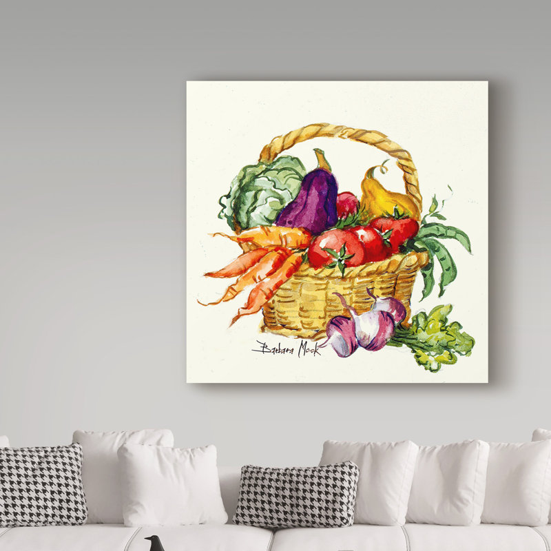 « legumes basket », reproduction de peinture à l’acrylique sur toile tendue, H 24 po x l 24 po x P 2 po
