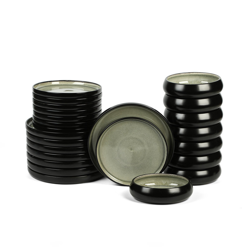 Stone Lain Lagoon 24-Piece Dinnerware Set Stoneware, Green