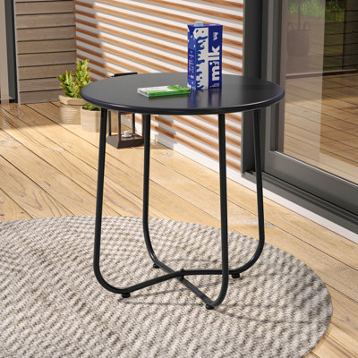 Table d'appoint ronde pour patio avec cadre thermolaqué pour l'extérieur