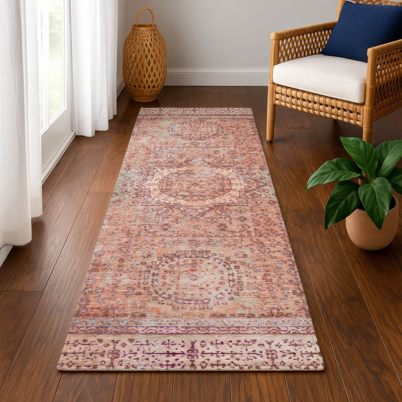 Premium Machine Washable Lubbers AMF1740 Border Rug, Runner 2'3" x 7'6"