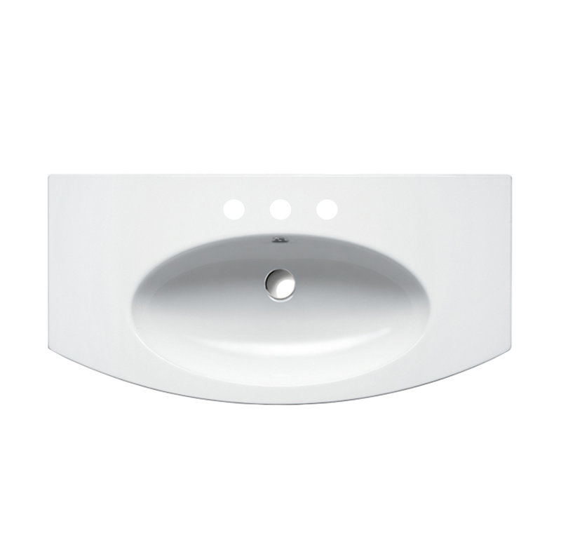 Velis 39.37'' L Bathroom Sink, White, 8" Centers