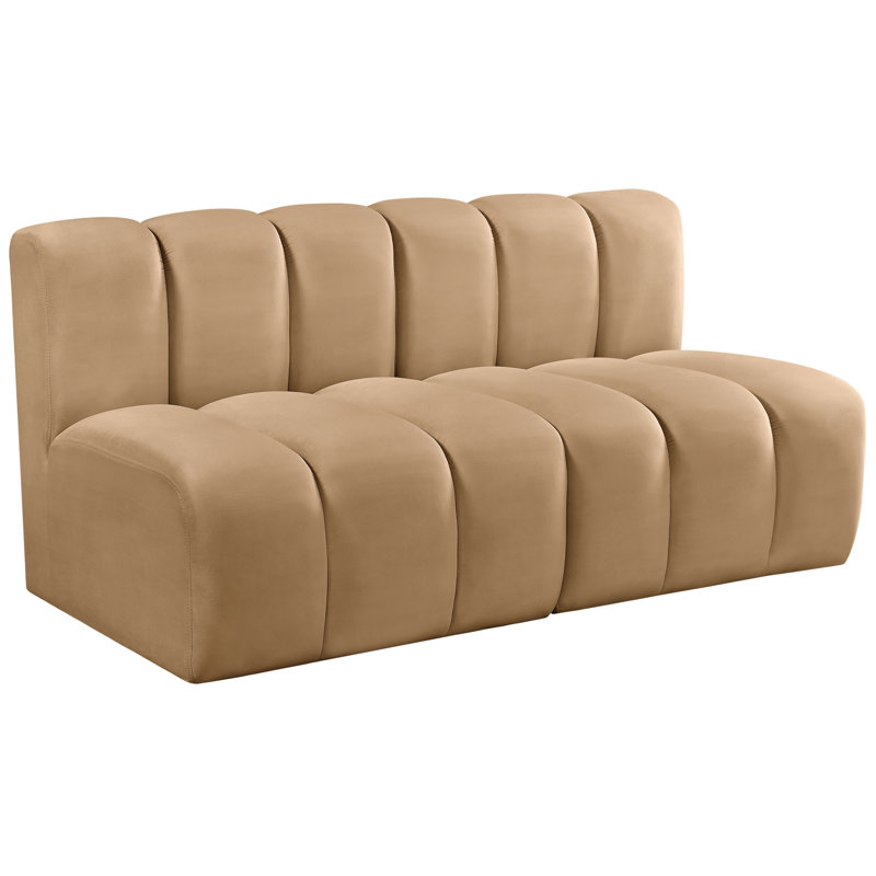 Hiral Upholstered Sectional Reversible, Camel Velvet