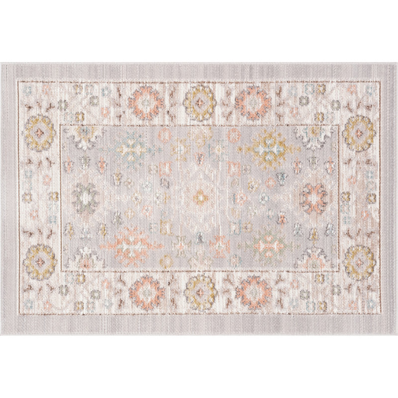 Tapis traditionnel crème en polyester Camilla, Rectangulaire 2 pi x 3 pi