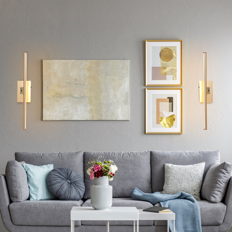 16" 1-Light LED Picture Light with Remote Control, Battery Powered Wall Mount Light with Adjustable Arm, Gold