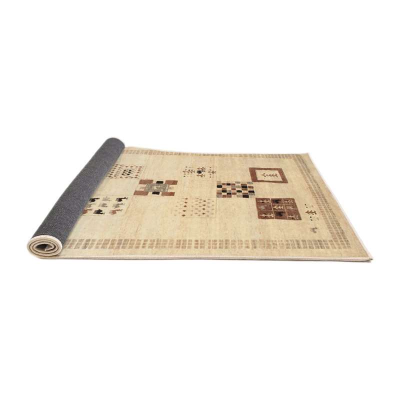 Tapis beige/brun/noir contemporain, Rond 8 pi