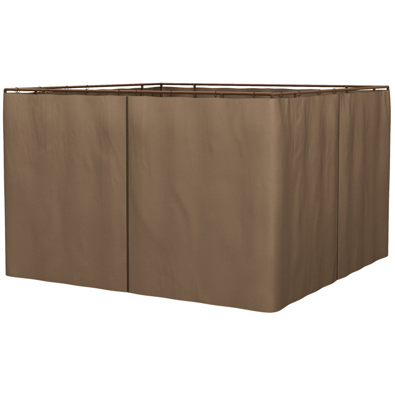Ensemble de rideaux latéraux pour gazebo 9,84 pi x 9,84 pi avec crochets et anneaux en C, 6.7" H x 10" W x 10" D, Brun