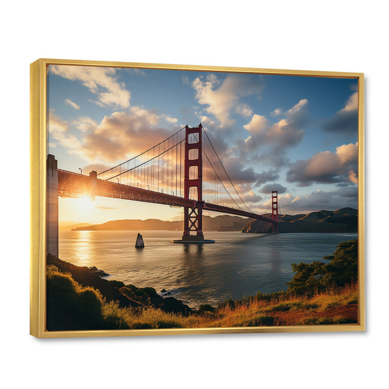 «Golden Hour At The Golden Gate II», reproduction sur toile, 34" H x 44" W, Black Picture Framed