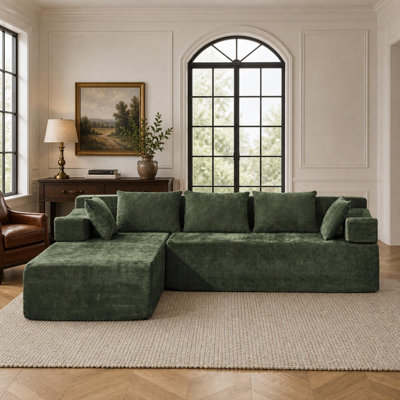 105 in Cloud Modern Minimalist Fabric Modular L-Shape Sectional Sofa, Chaise, Deep Seat, No Assembly Required