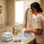 Ensemble de 6 serviettes à rayures fraîches Pro + (2 serviettes de bain, 2 serviettes à main, 2 débarbouillettes)