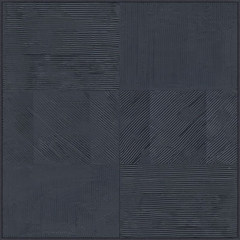 Navy Strie Grid Print by Thom Filicia
