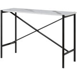 Rectangular Console Table With Faux Marble Top And Blackened Bronze Metal Frame