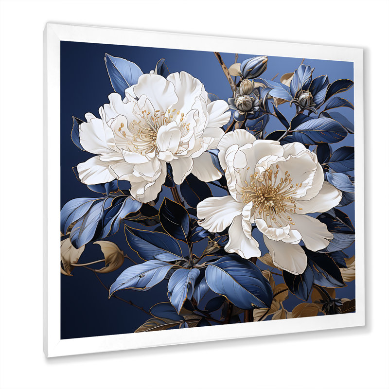 Minimalisme, bouquet de rhododendrons, impression sur toile, H 30 po x l 30 po x P 1 po, Cadre simple blanc