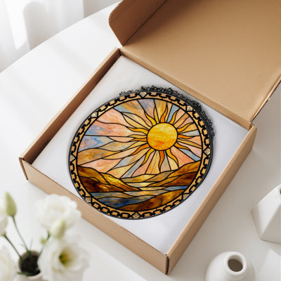 Panneau de vitrail 12 "H Sunset Landscape