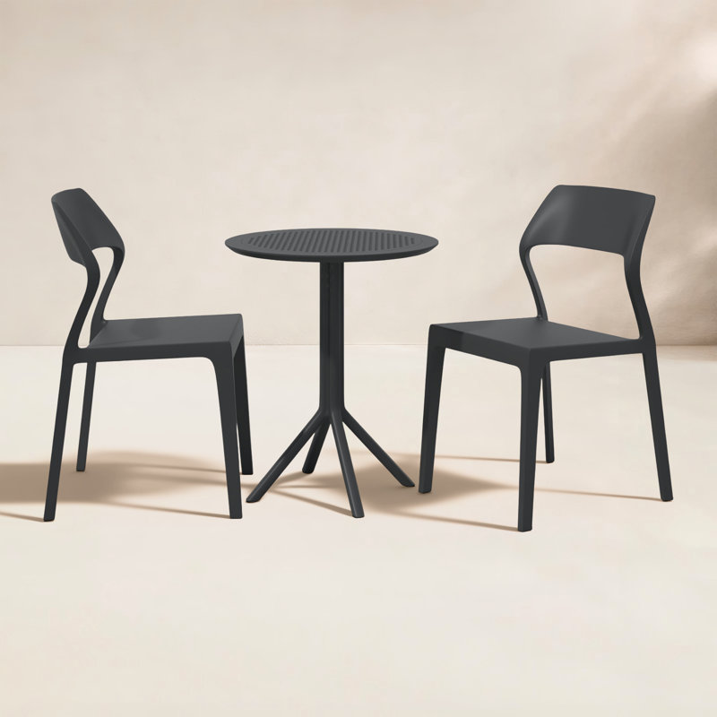 Ensemble bistro pour 2 personnes avec chaises empilables 24 po Farrah, Noir