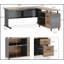 Bureau de direction en L de 63 pouces avec classeur, poste de travail moderne spacieux pour la maison et le bureau, brun rustique et finition noire