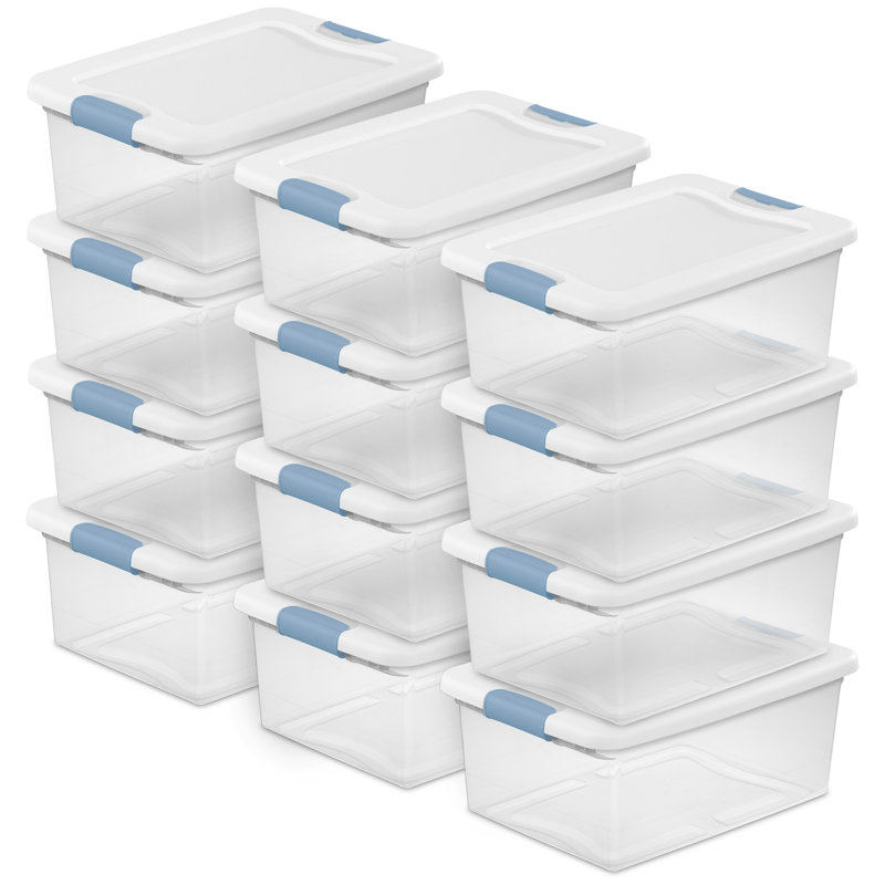Boîte de rangement verrouillable de 15 pintes Sterilite, bac empilable avec couvercle à loquet, paquet de 12, 15