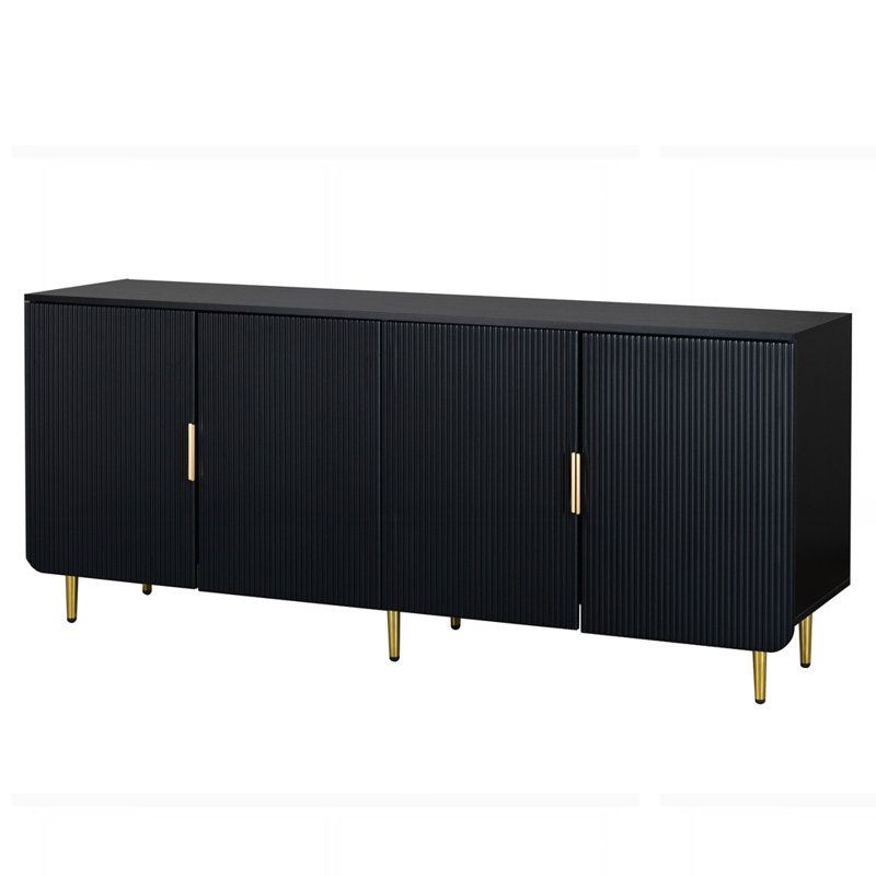 Armoires de commode avec pieds en métal, Noir