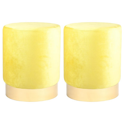 Harbour Housewares - Round Velvet Foot Stool Pouffes - Pack of 2