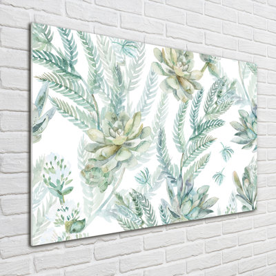 Flowers And Leaves - Unframed Art Prints on Glass
