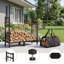 Support à bois de chauffage de 2,7 pi avec fourre-tout, support à bûches ajustable robuste, organisateur de rangement intérieur et extérieur pour foyer, patio, camping, noir