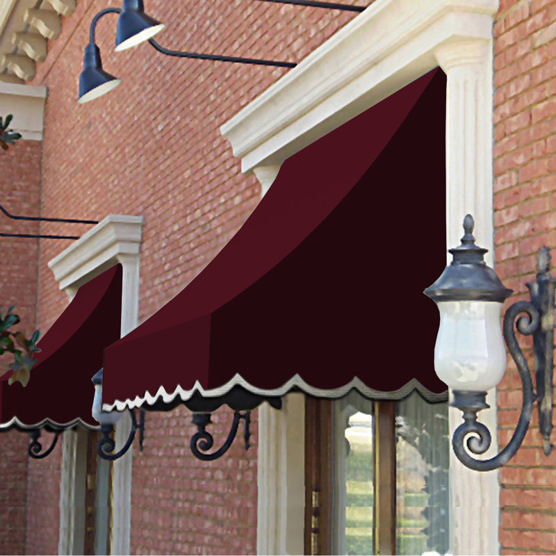 Awntech Nantucket Acrylic Fabric Fixed Awning, Burgundy, 44" H x 124.5" W x 36" D