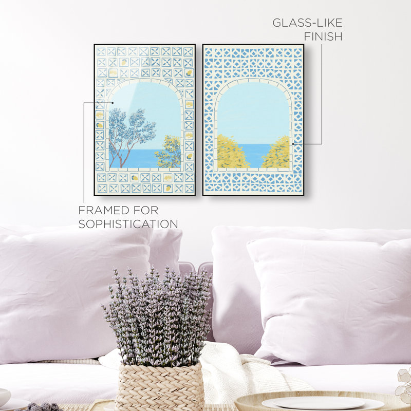Mediterranean window set High-Gloss Frameless Acrylic Glass Wall Art Nautical & Beach Print by Oliver Gal, Ready to Hang, 10 x 15