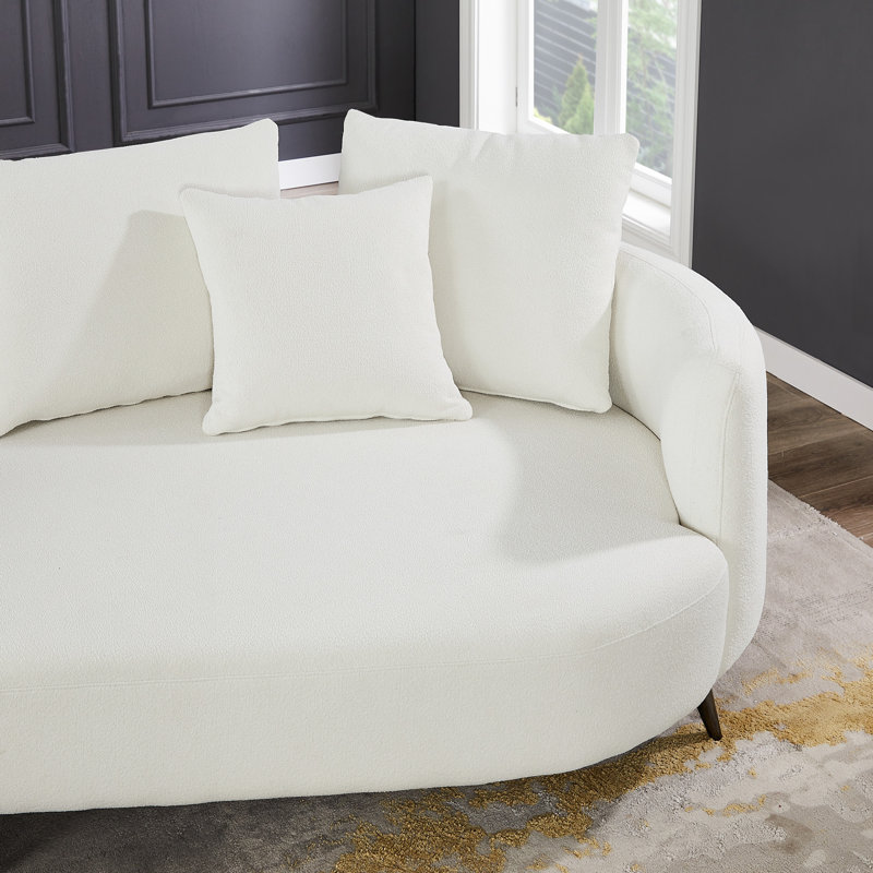 Bryley Upholstered Curved Sectional, White Boucle, Right Hand Facing