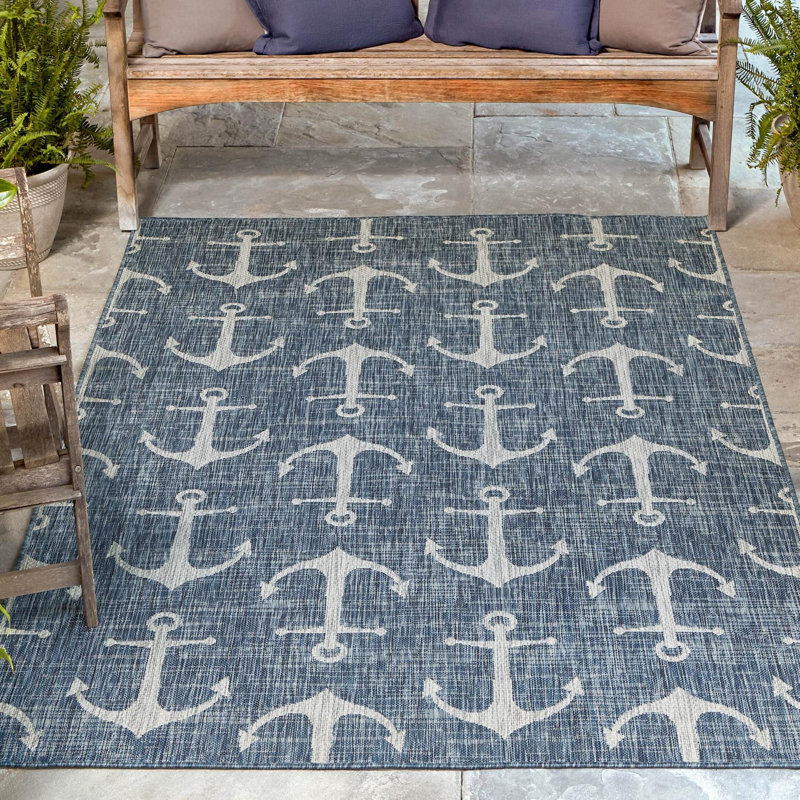 Glidden Geometric Polypropylene Plastic Rug, Rectangle 3'3" x 5'3"