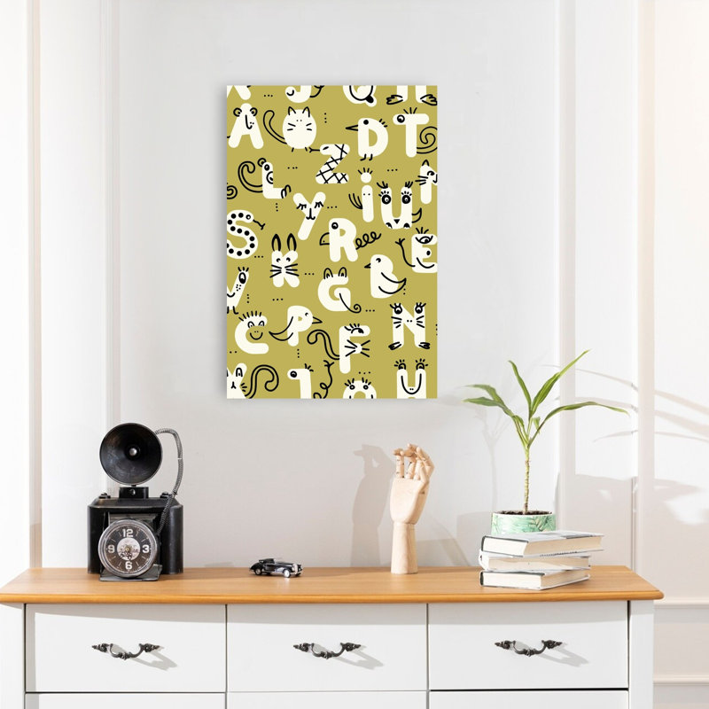 Cute Animal Alphabet Playful Whimsical Contemporary Animal Wall Art Print by Annick - Wrapped Canvas Print