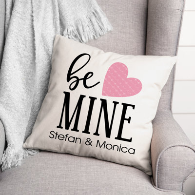 Housse de coussin carrée à cœur rose be mine