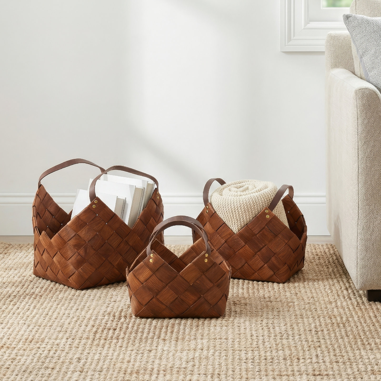 Rustic Wicker Decorative Basket - Set of 3