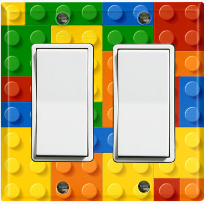 Metal Light Switch Plate Outlet Cover (Colorful Brick Toy - Double Rocker)