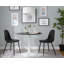 Table moderne avec base en métal blanc et plateau en placage de marbre noir-1350244025