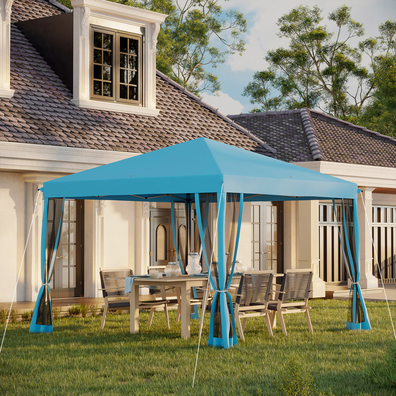 10 pi. L 10 pi. D Pavillon de jardin en métal, Bleu