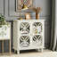 Buffet moderne rétro avec portes en verre trempé et rangement spacieux pour la cuisine ou la salle de bain.