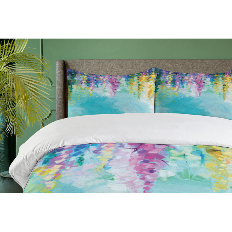 Watercolor Flower Home Modern & Contemporary Abstract Duvet Cover, Twin