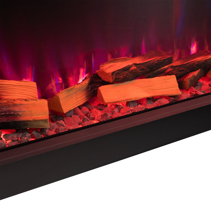 Neeve Ebern Designs Black Electric Fireplace with 5120 BTU, 55.5cm H x 150cm W x 17cm D