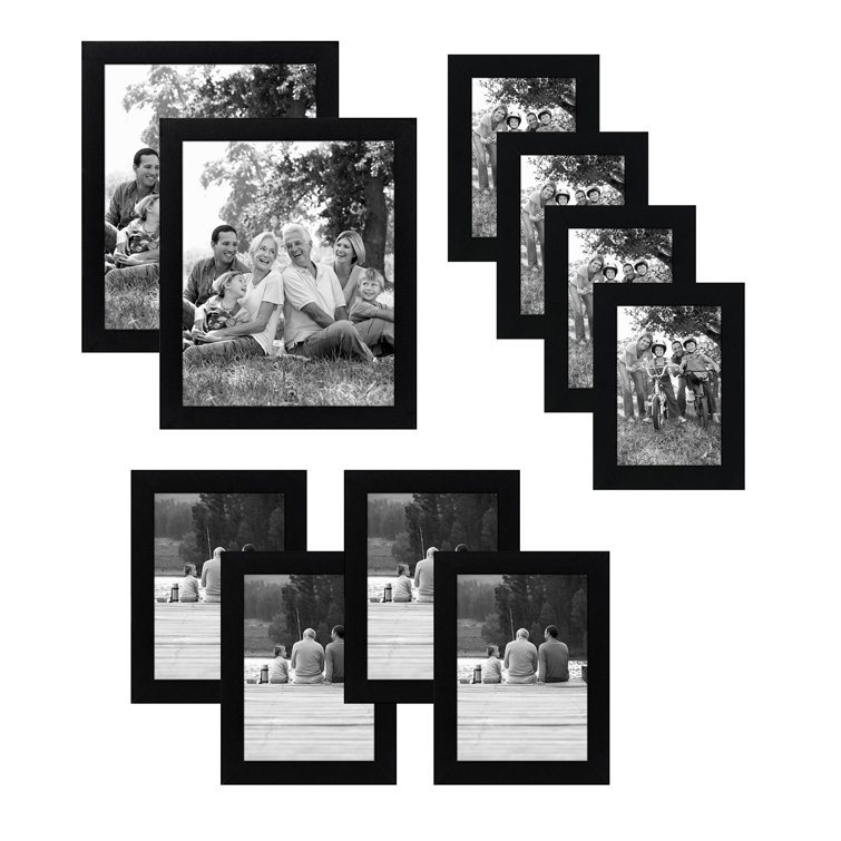 Chaya Picture Frame Set, 10 Pieces with 8" x 10", Four 5" x 7", and Four 4" x 6" - Collage Wall