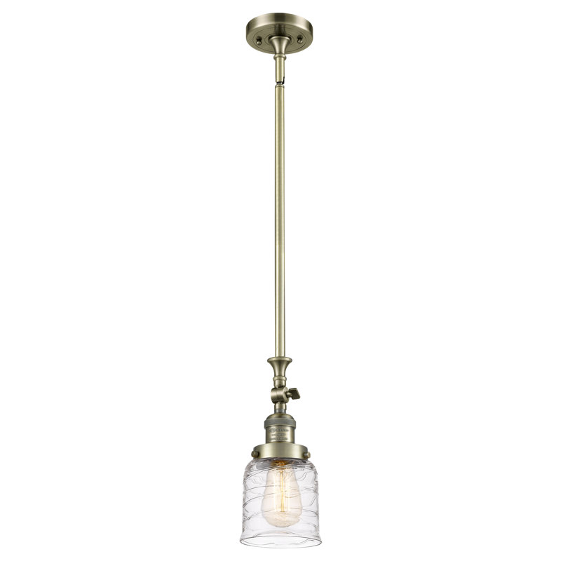 Luminaire suspendu en forme de cloche à 1 lumière Hardcastle, Laiton antique