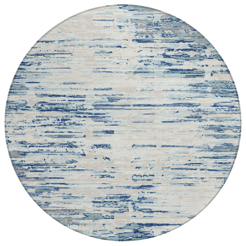 Machine Washable Indoor/Outdoor Chantille ACN2767 Modern Rug, Sky, 8' Round