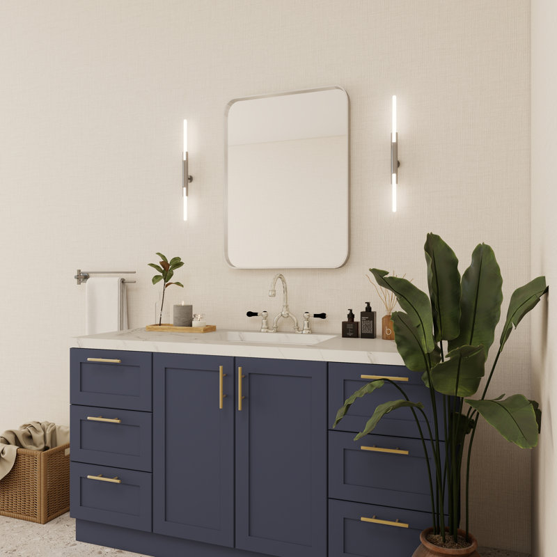 Élégant miroir encadré en aluminium avec coin arrondi pour une décoration intérieure élégante, 32 po x 24 po, Argent argent