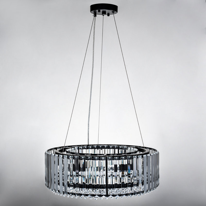 Craggie 6 - Light Round Crystal Chandelier, Black, 16cm H x 50cm W x 50cm D