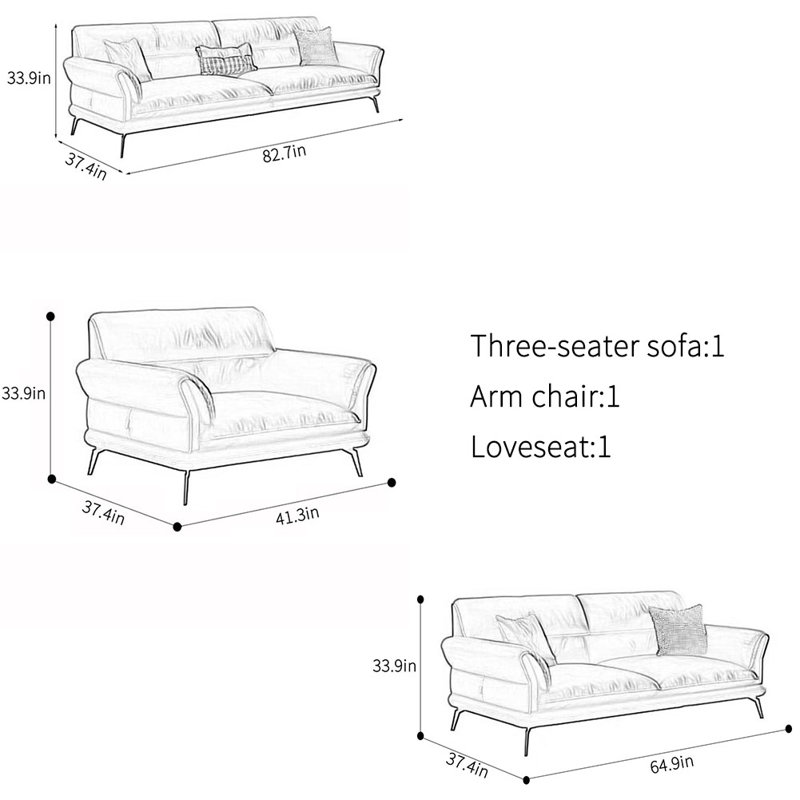 Modern light luxury comfortable office sofa set